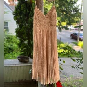 Betsy Johnson vintage Sparkle nude pleated formal dress